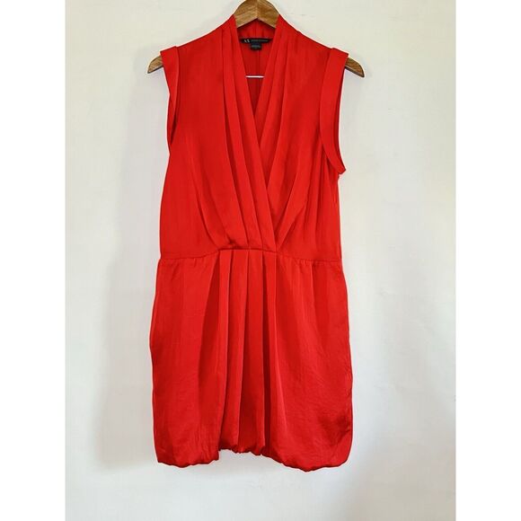 Armani Exchange Dresses & Skirts - Armani Exchange Shirt Dress Sleeveless Red Plunging Collar Dress Sz 6